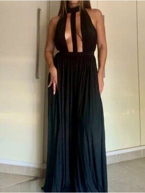 NWT Mistress Rocks "Lioness" Black Open Front Long Dress Sz Small